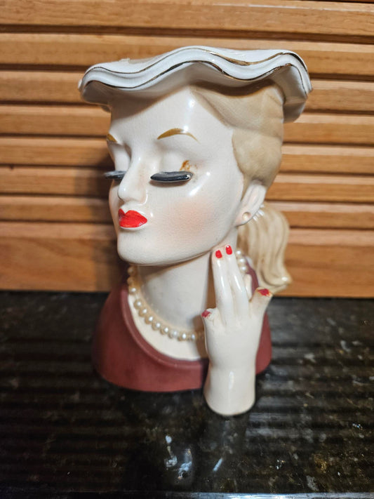 VINTAGE NAPCO LADY HEAD VASE- C2636C (Carla)