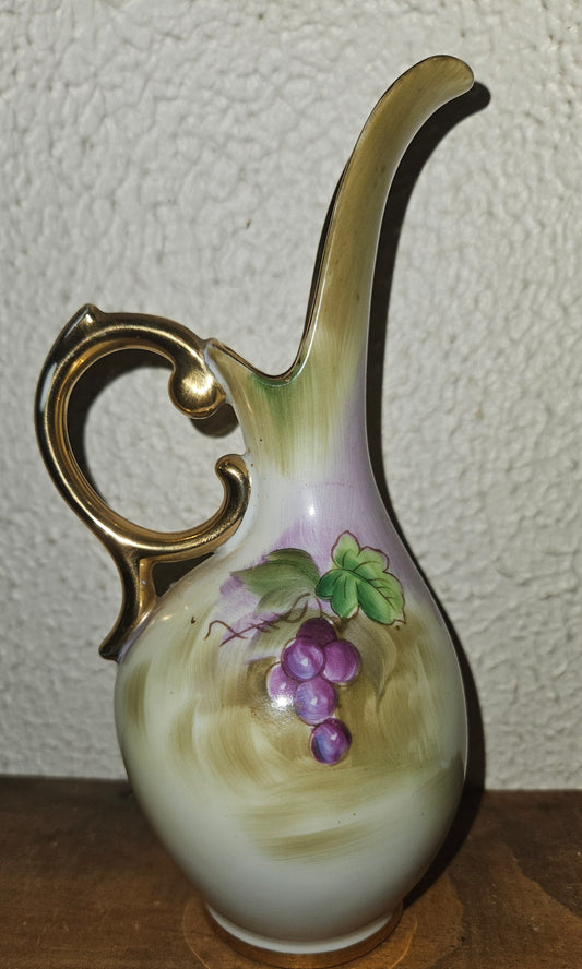 Vintage Gold Trim Fruit Bud Vase / Pitcher