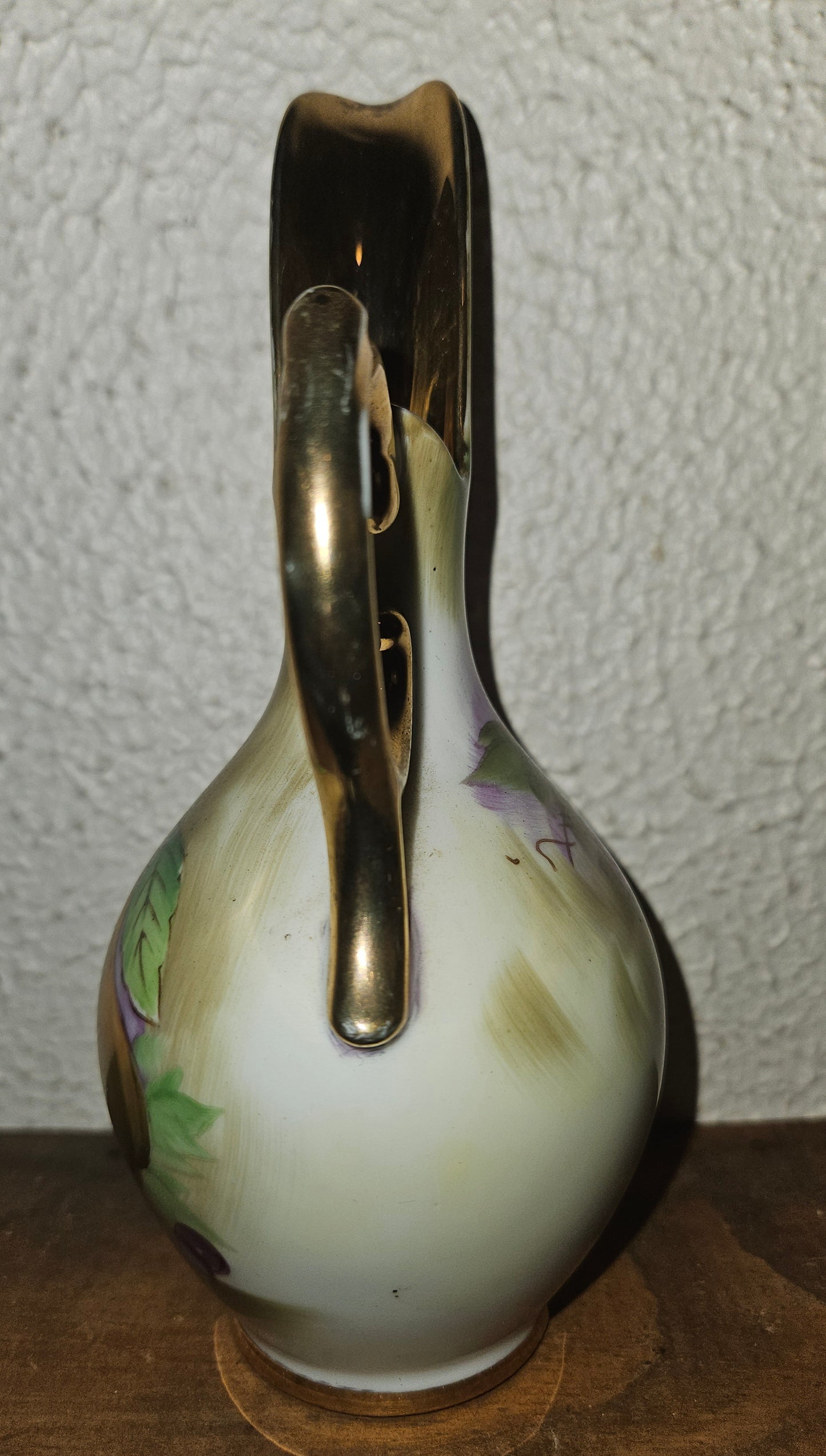 Vintage Gold Trim Fruit Bud Vase / Pitcher