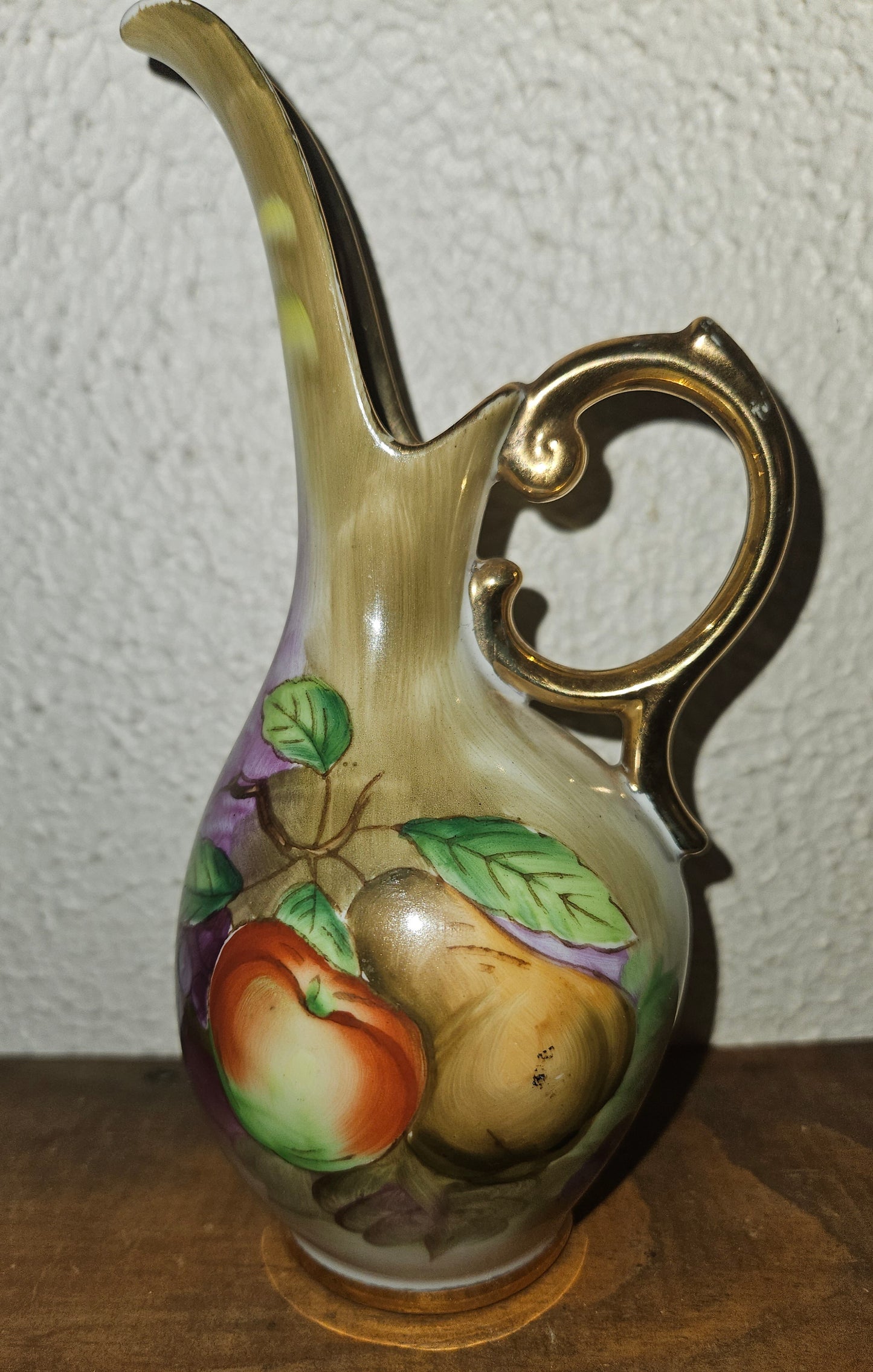 Vintage Gold Trim Fruit Bud Vase / Pitcher