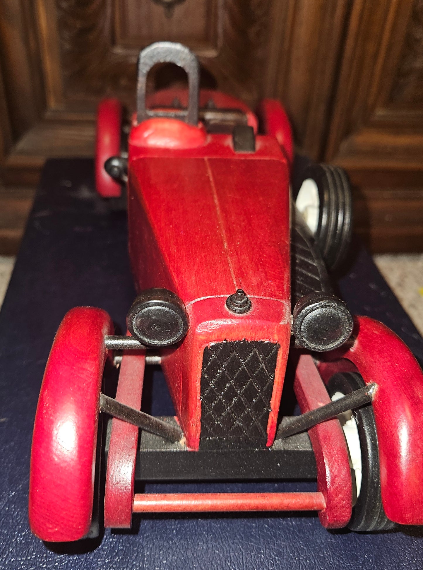 VINTAGE WOODEN TOY ROADSTER CAR