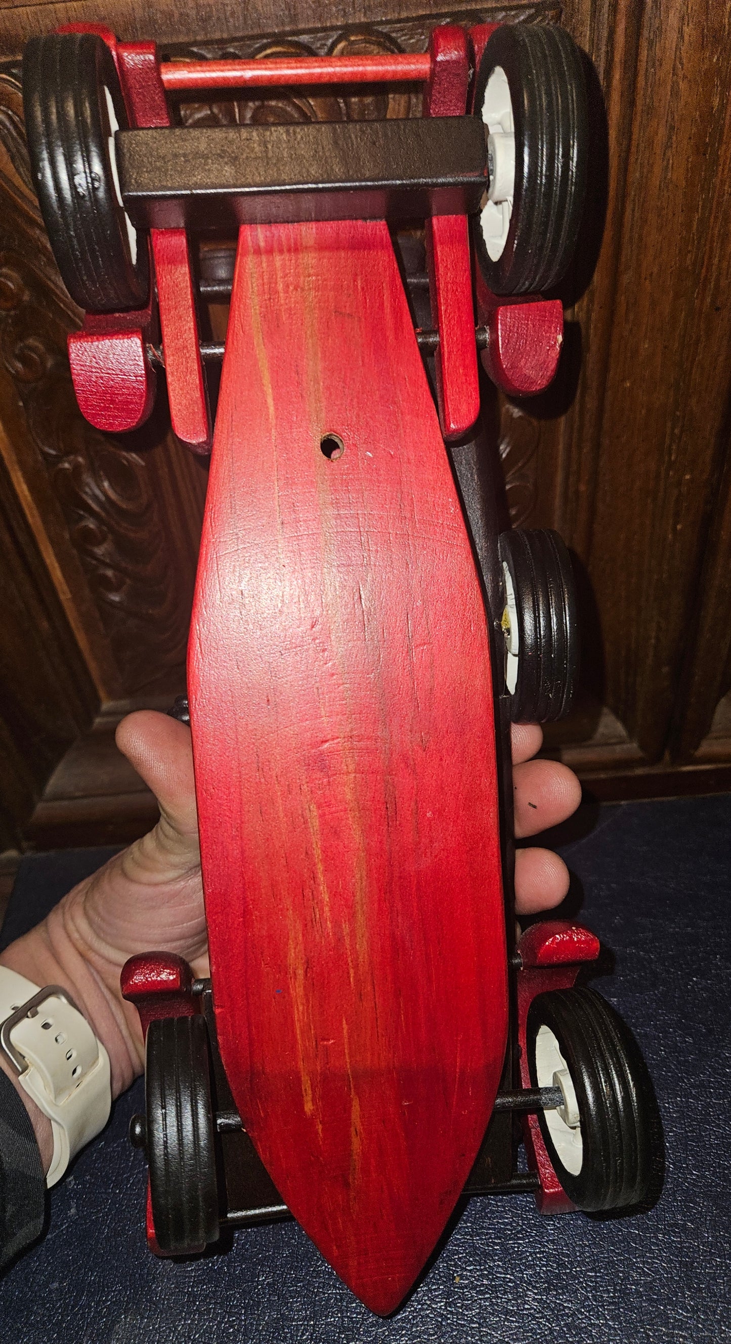 VINTAGE WOODEN TOY ROADSTER CAR