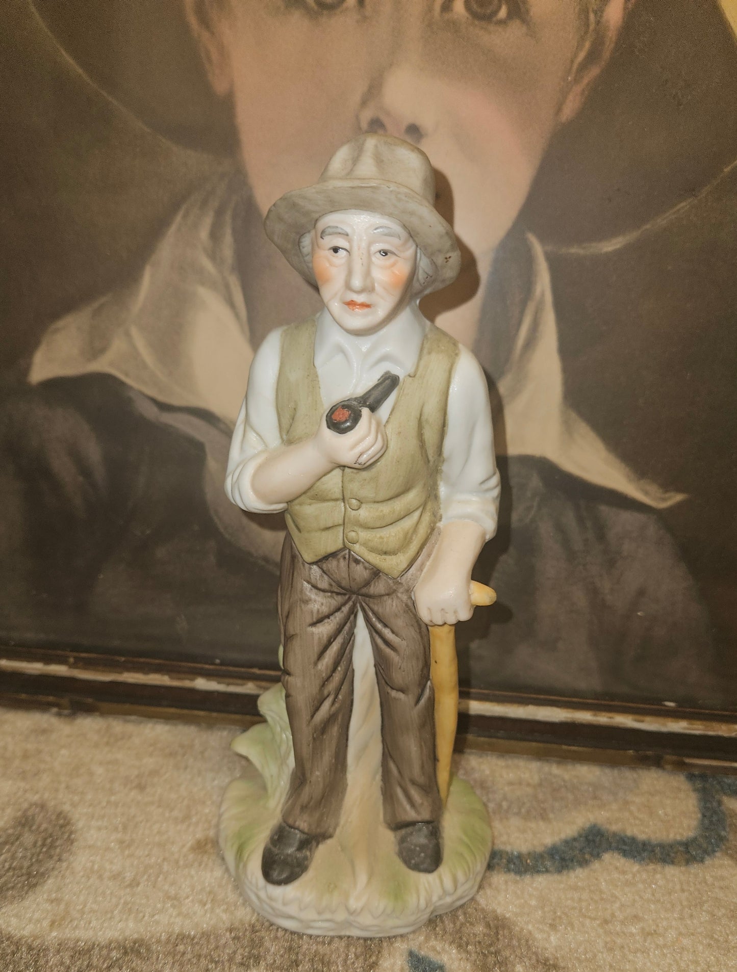 PEASANT FARMER BISQUE FIGURINE