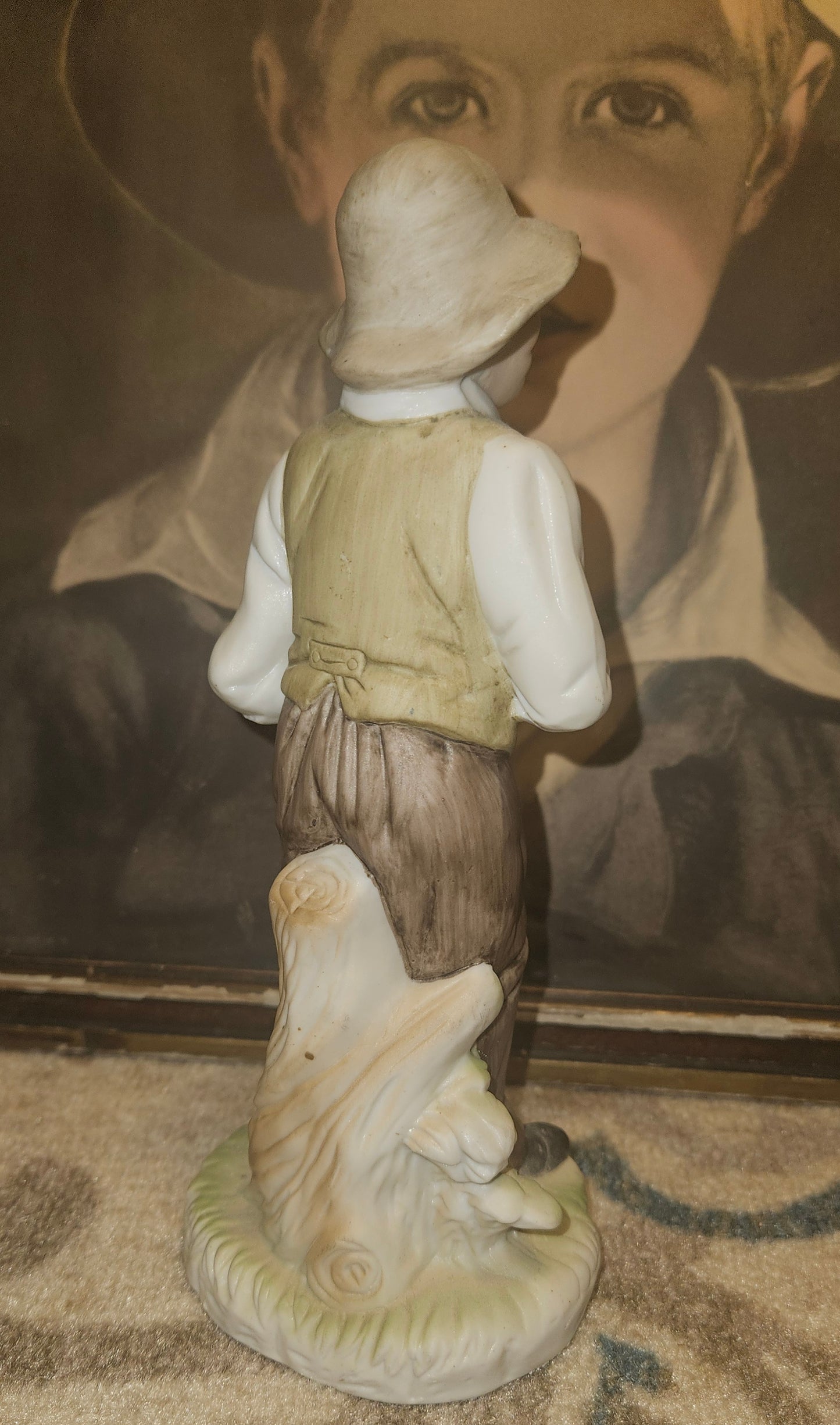 PEASANT FARMER BISQUE FIGURINE