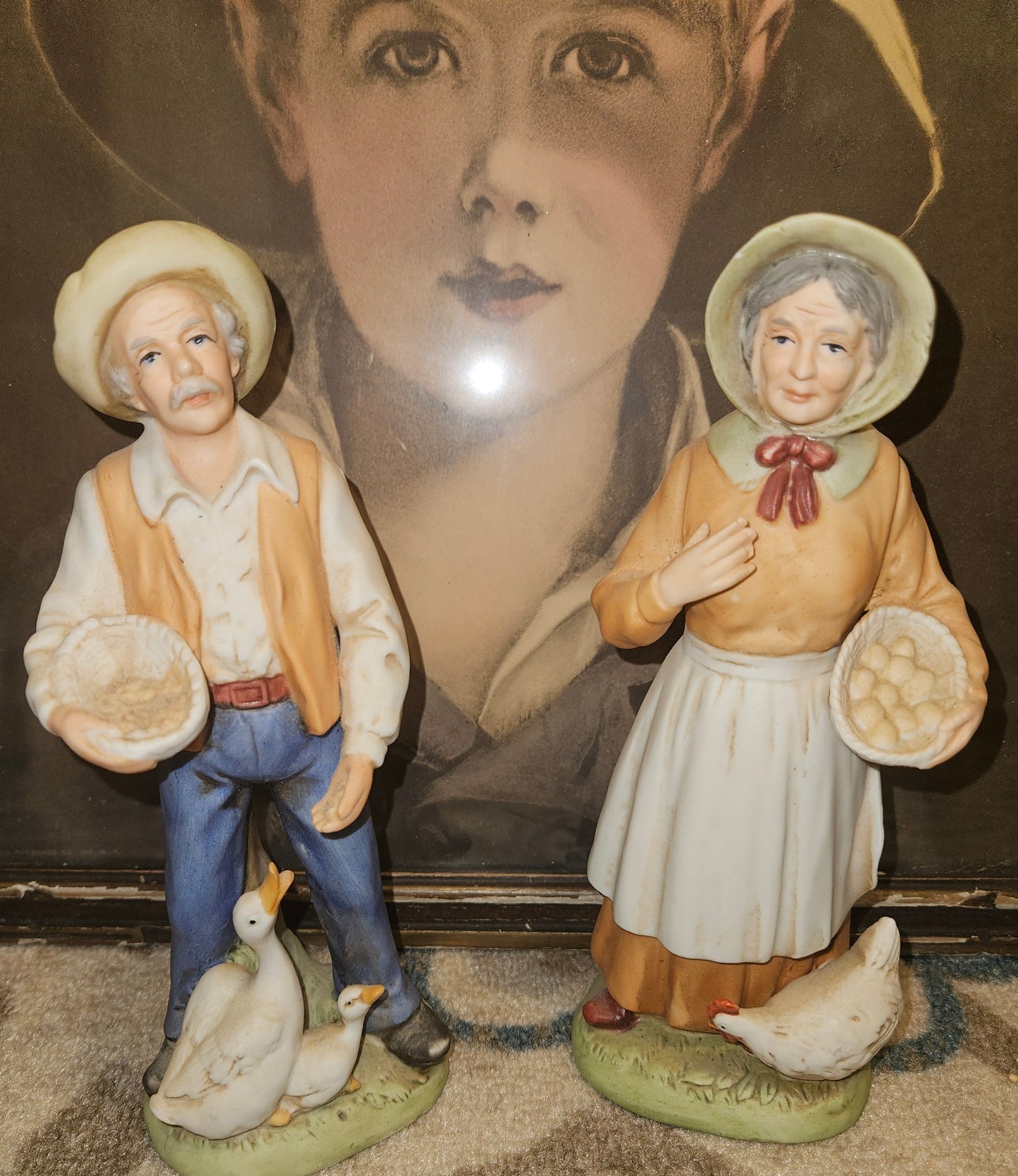 VINTAGE FARMER COUPLE FIGURINES