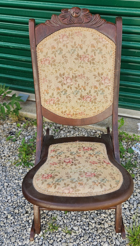 Victorian Dark Wood Folding antique Rocking Chair.