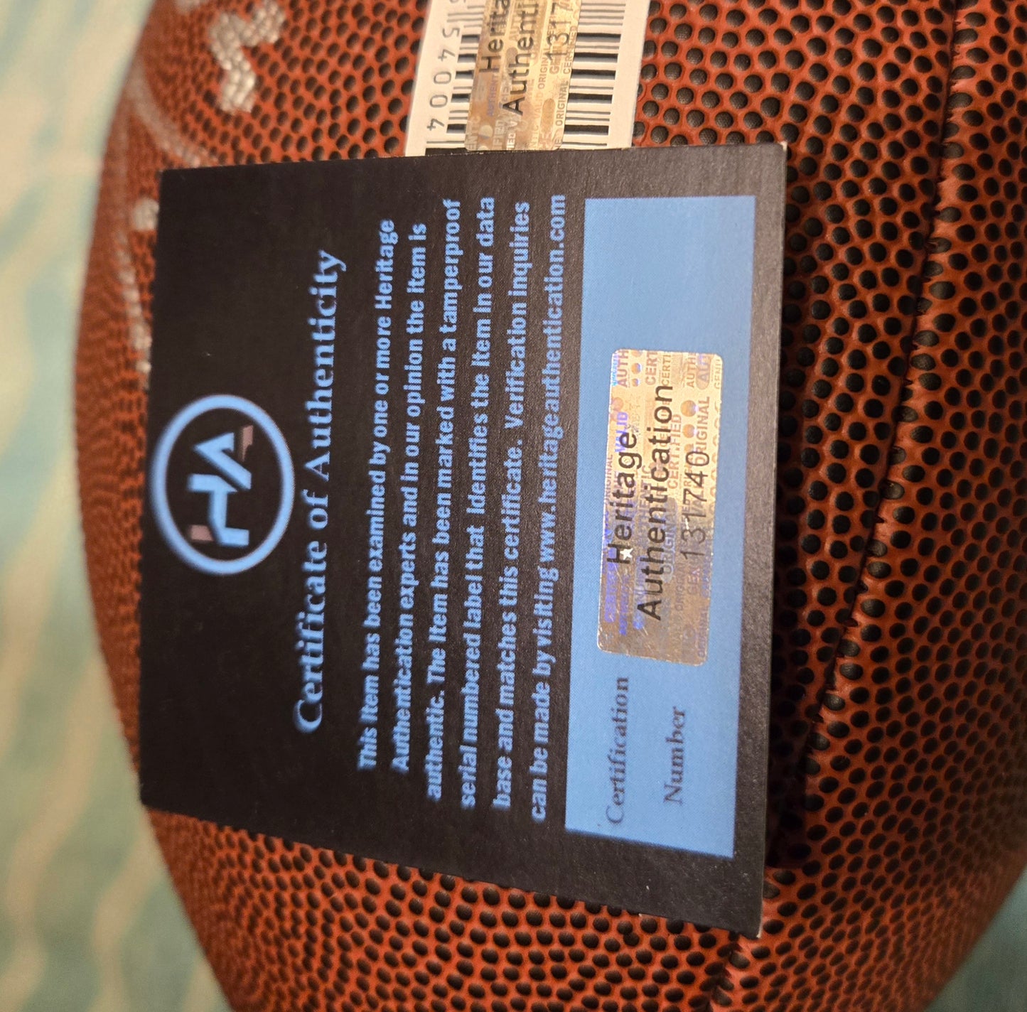 Autographed Drew Brees Football Certified by Heritage Authentication