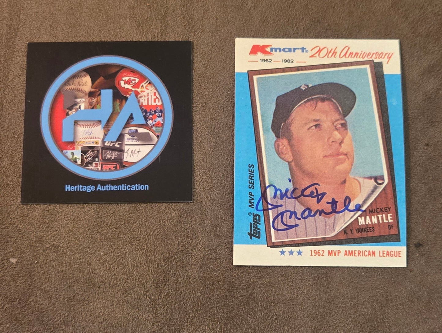 1962 Topps Mickey Mantle Signed Baseball Card Heritage Authentication