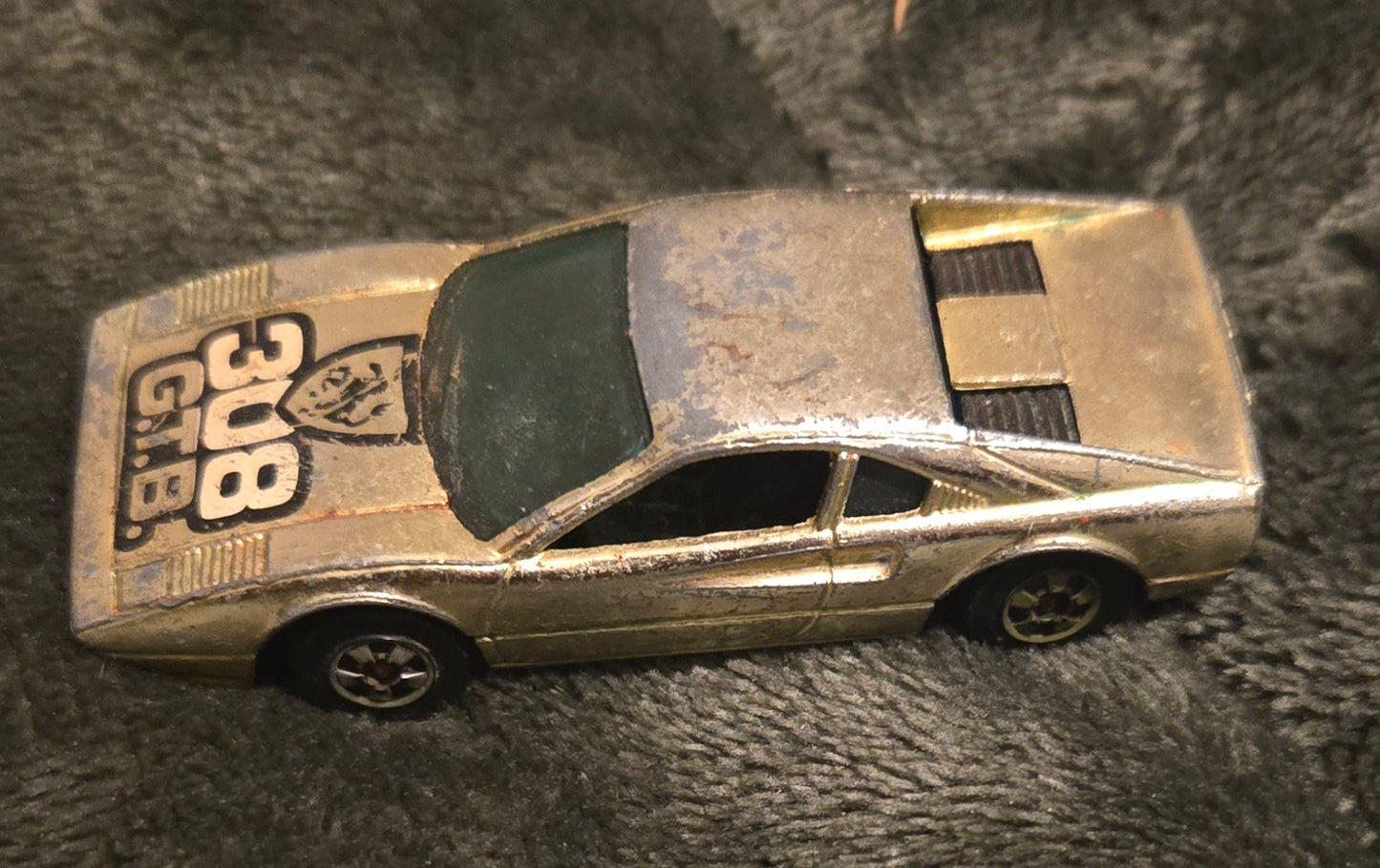 Vintage Hot Wheels RACEBAIT 308 Ferrari Gold Chrome 1977 Hong Kong