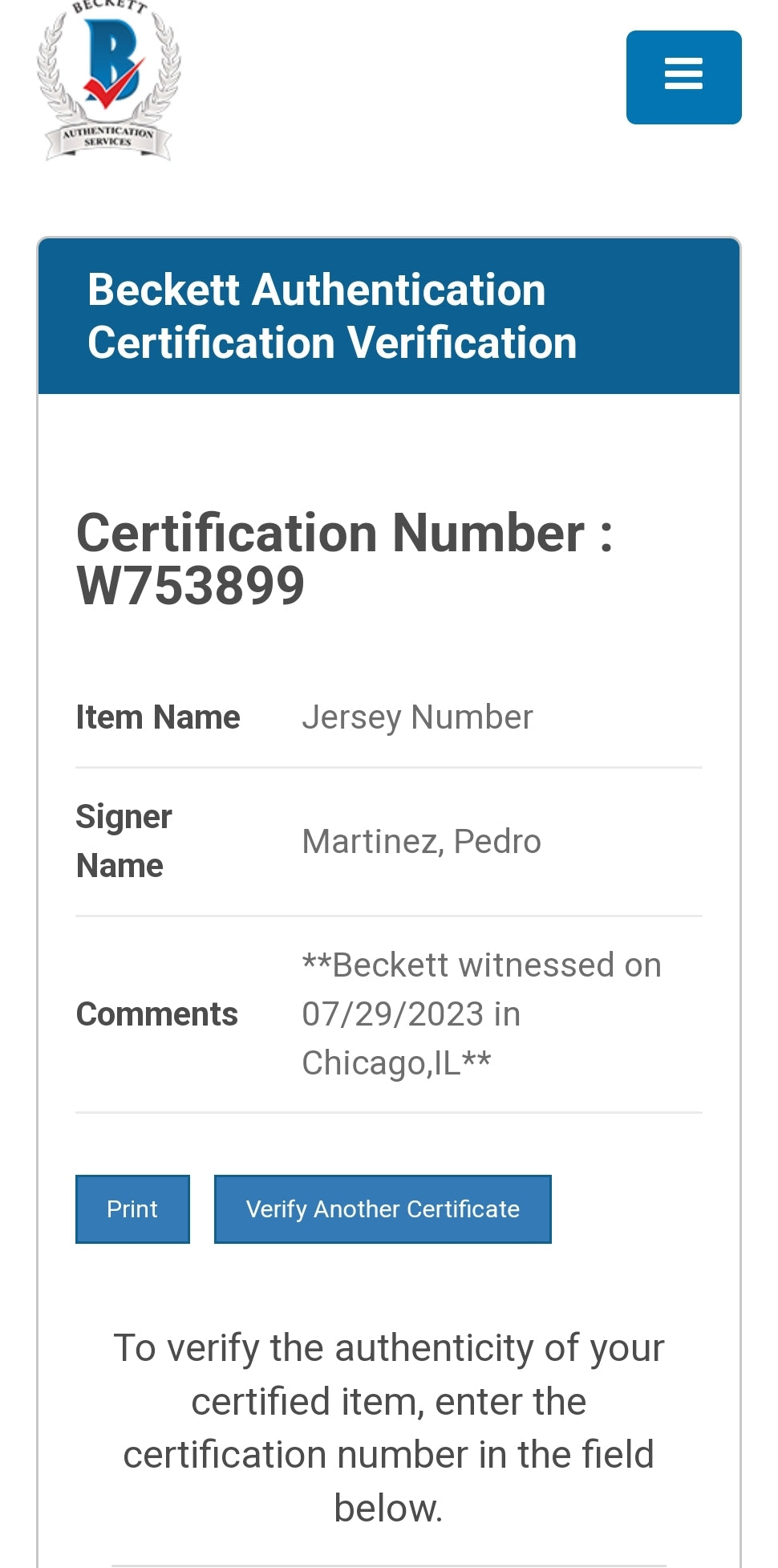 PEDRO MARTINEZ AUTOGRAPHED JERSEY