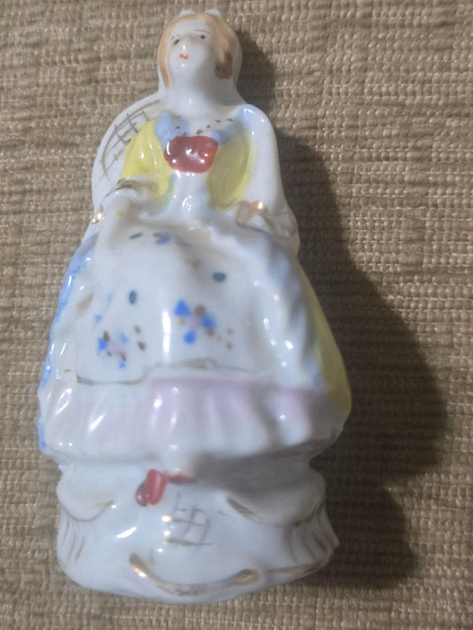 Made in Occupied Japan Victorian Lady In Chair Porcelain Figurine 3.5"